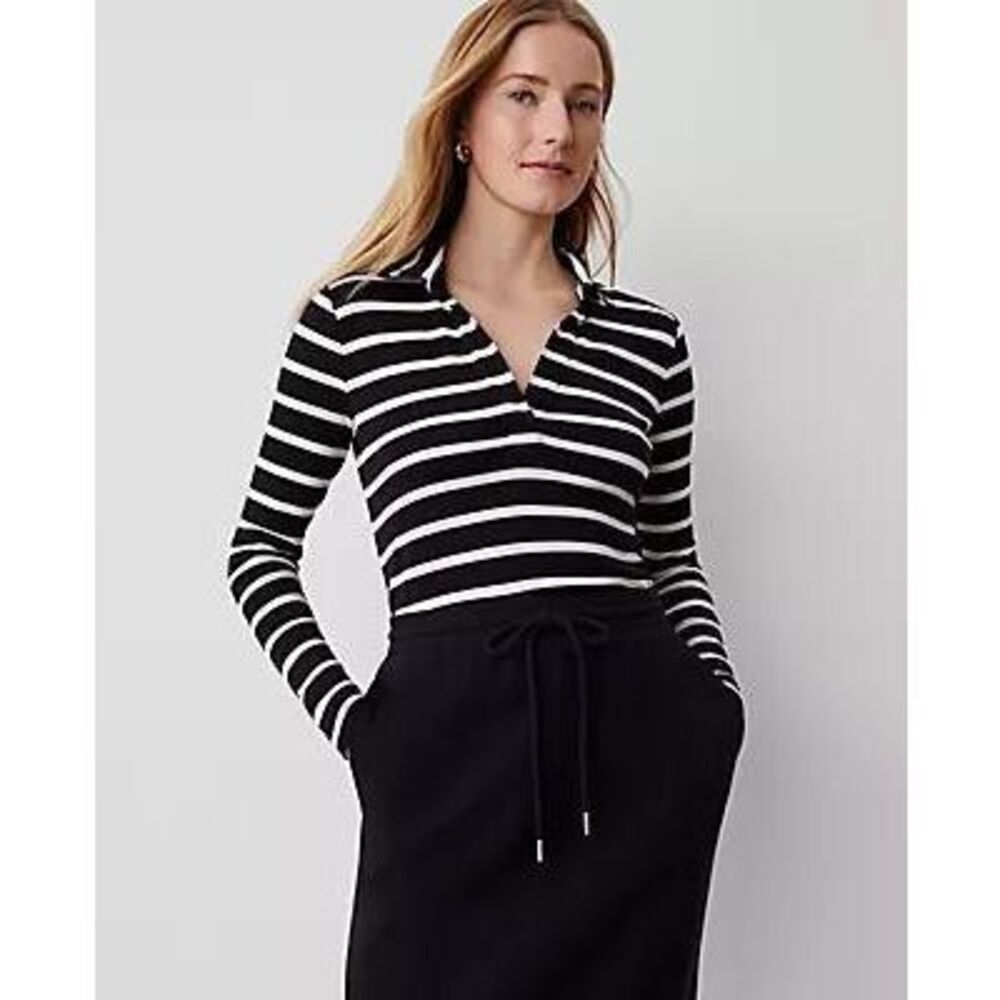$90 Ann Taylor Weekend Collection Striped Polo Popover size Xsmall m9